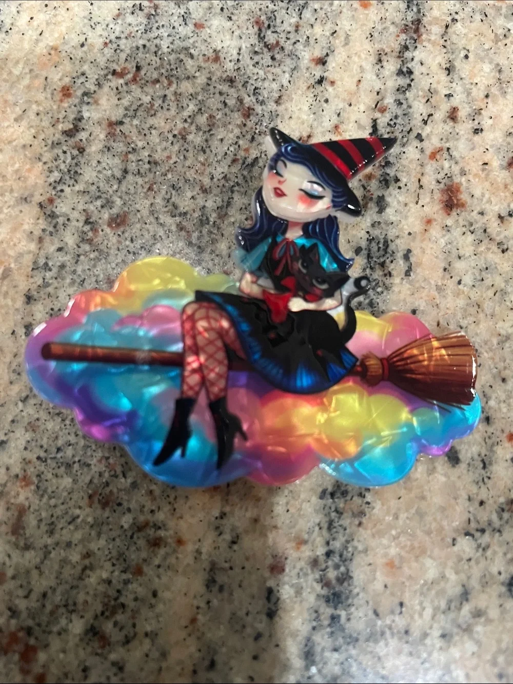Rainbow Cloud Witch Pin - Cute Witch Accessory Brooch/Pin